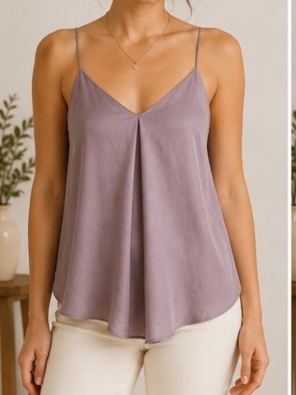 Madewell 100% Silk V-Neck Racerback Cami in Mauve Dusty Rose Purple pink